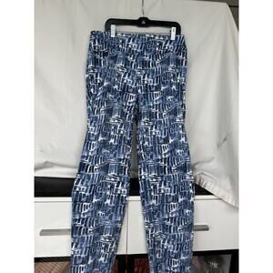 Lisette Montreal Sz 10 Pull On Pants Blue Abstract Geometric Pants Resort Chic
